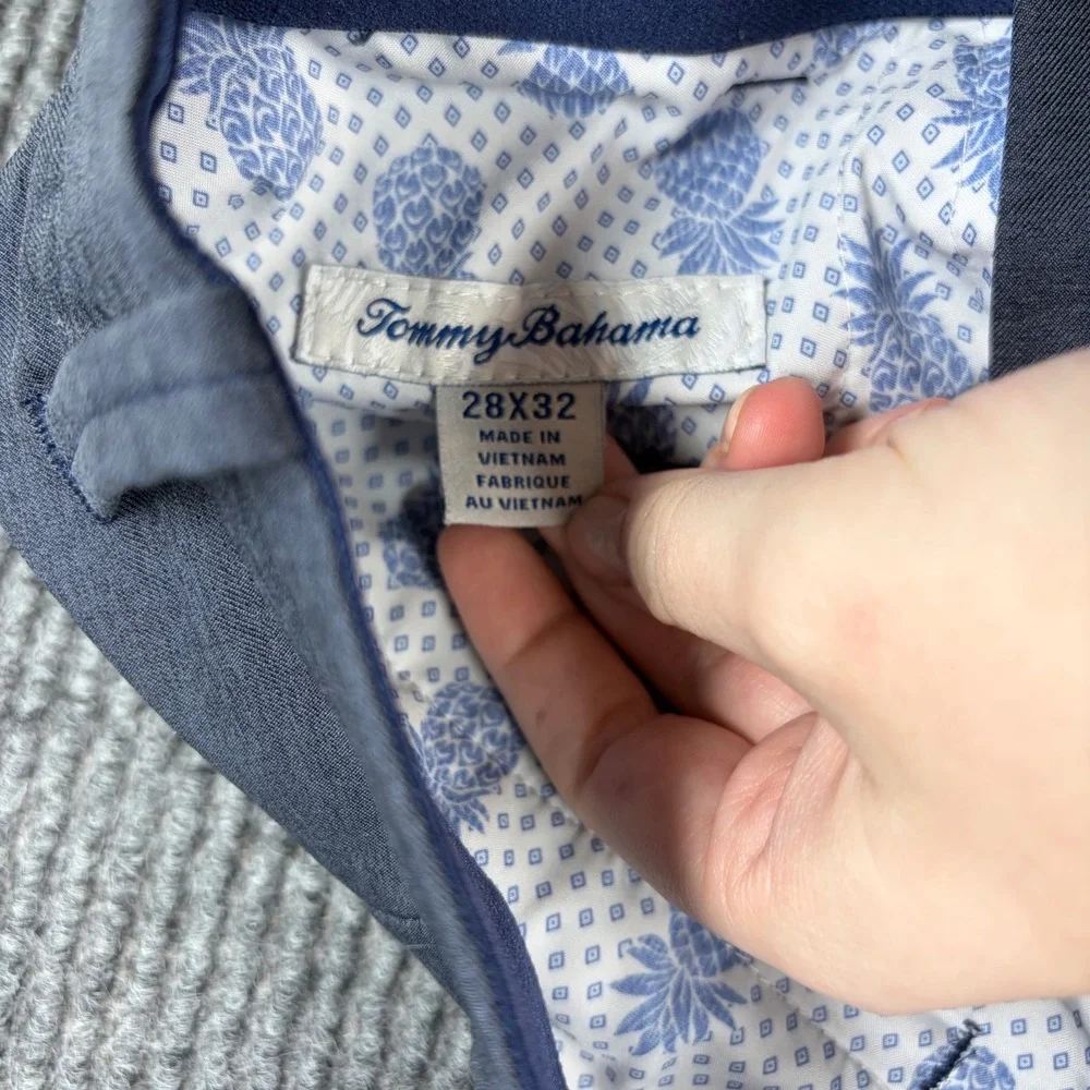Tommy Bahama Pants Men's 28x32 Boracay Flat Front Chino Blue Grey Slim‎ Straight